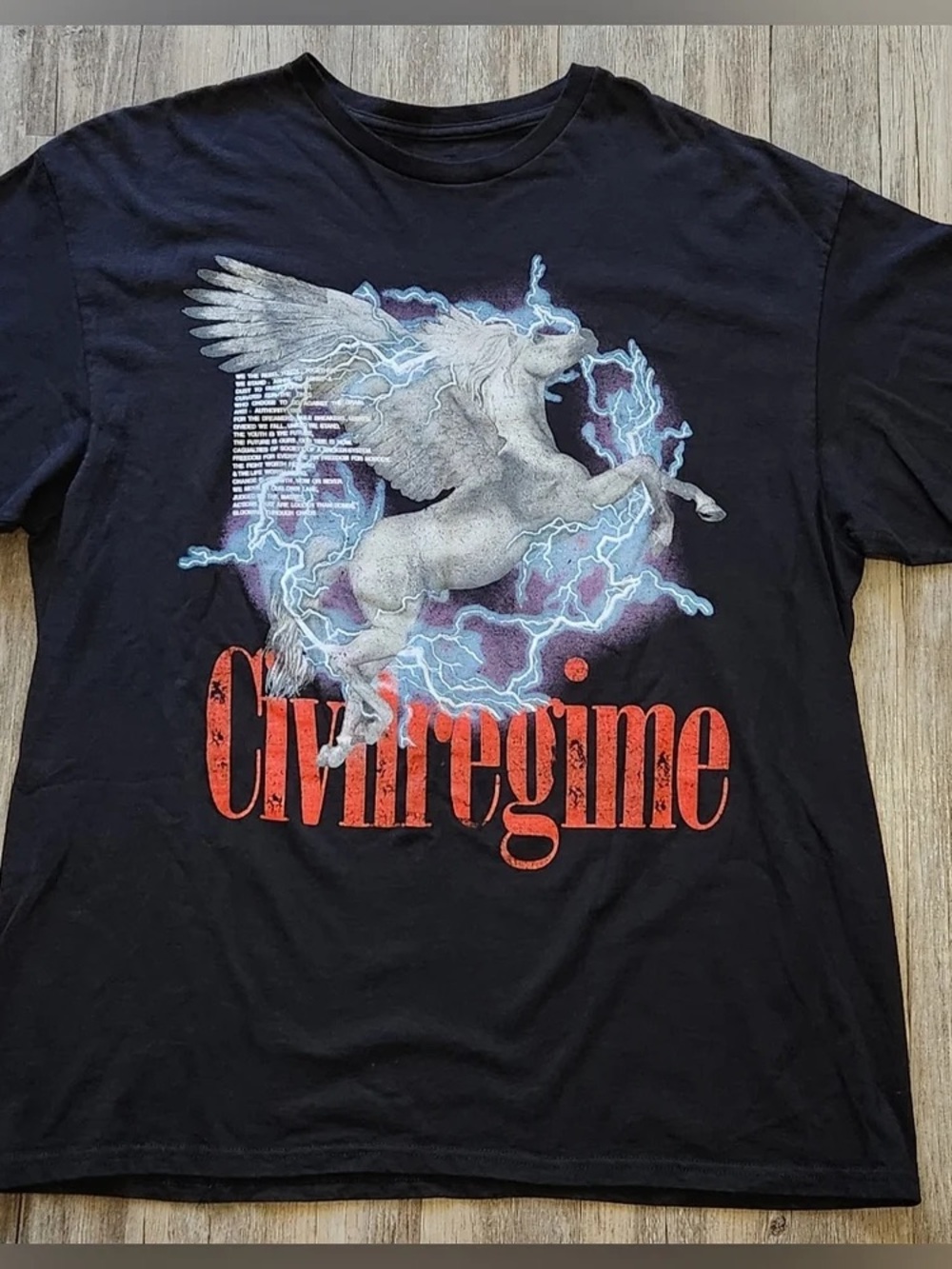 Gildan Black Short-Sleeve T-Shirt with White Pegasus and Red Logo